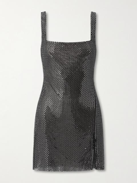 self-portrait Crystal-embellished Stretch-mesh Mini Dress