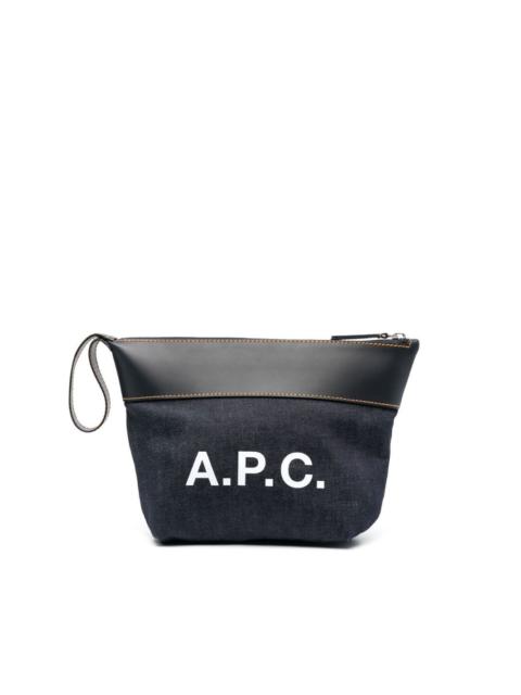 A.P.C. logo-print clutch bag