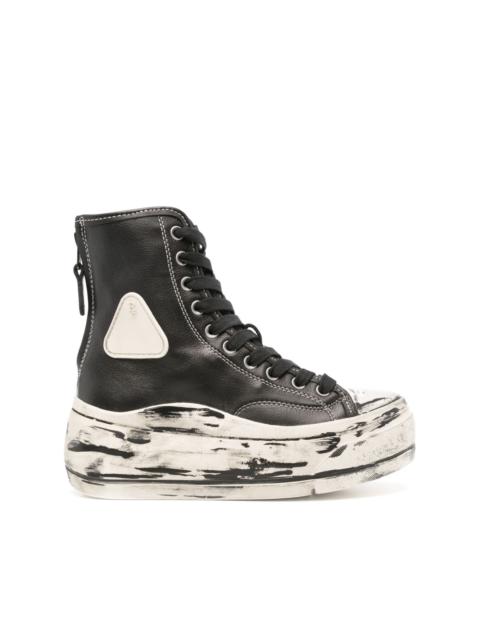R13 TALL LEATHER KURT - SCRATCH PAINT BLACK