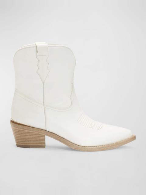 PARTLOW Julia Leather Western Ankle Booties