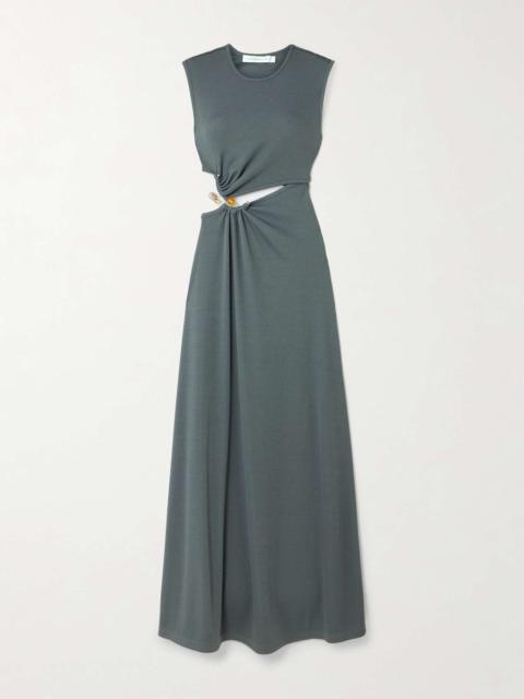 CHRISTOPHER ESBER Concave cutout embellished ribbed-knit maxi dress Gray