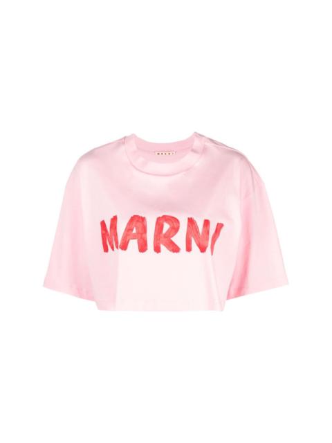 Marni logo-print cropped cotton T-shirt
