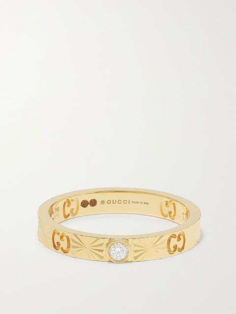 GUCCI Icon 18-karat gold diamond ring Gold