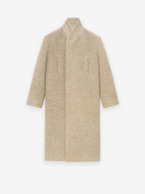 Wool Boucle Stand Collar Overcoat
