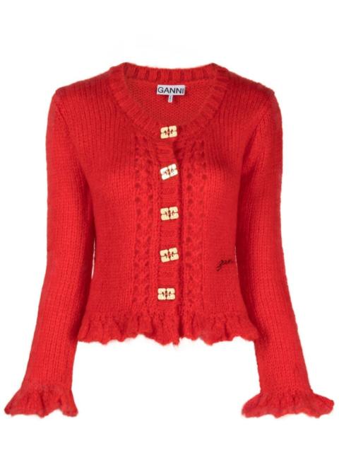 GANNI Mohair butterfly-button cardigan