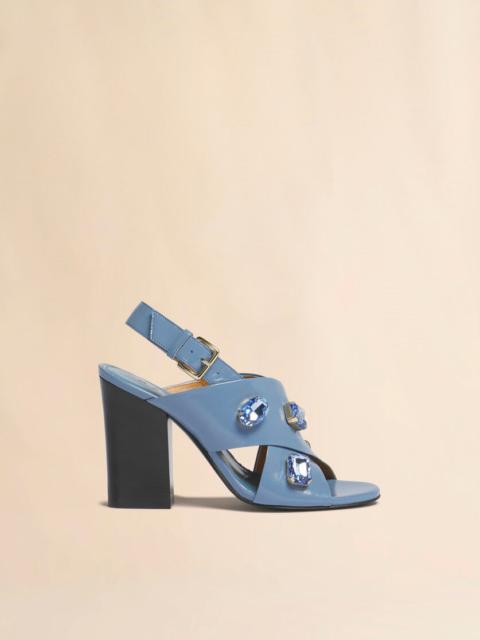 Marni LIGHT BLUE LEATHER CRISS-CROSS SANDAL