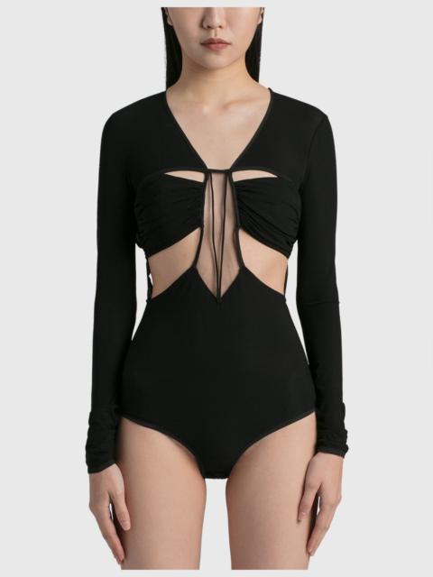 GATHERED BRA LONG SLEEVE BODYSUIT