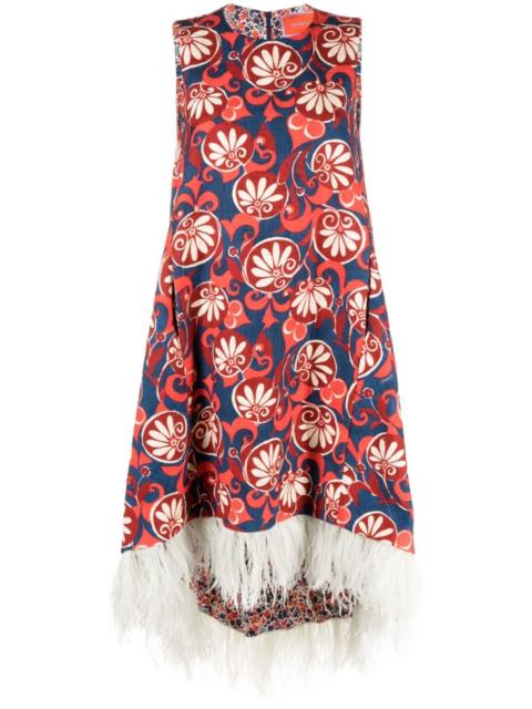 La DoubleJ La Scala feather-trim dress