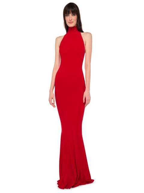 NORMA KAMALI HALTER TURTLE FISHTAIL GOWN