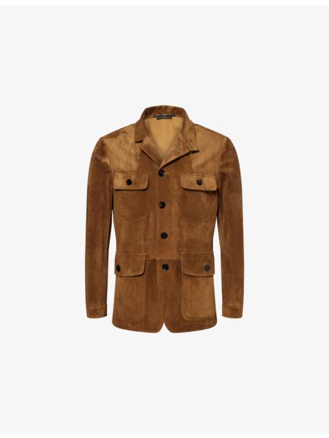 TOM FORD Military Flap-Pocket Suede Military Jacket
