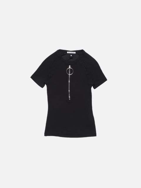 Acne Studios Ribbed t-shirt with zip - Black