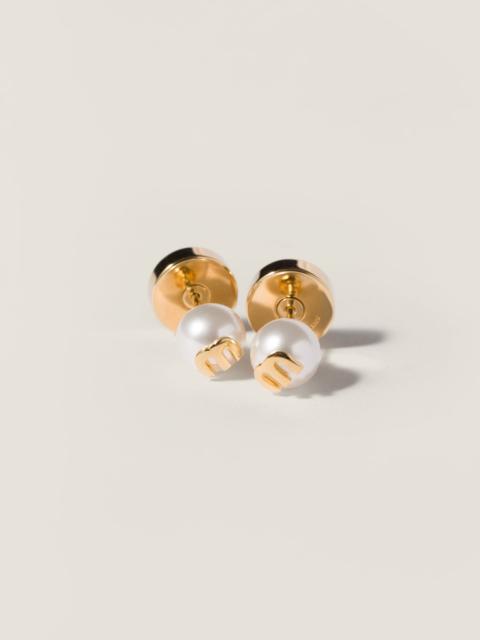 Miu Miu Metal and pearl earrings