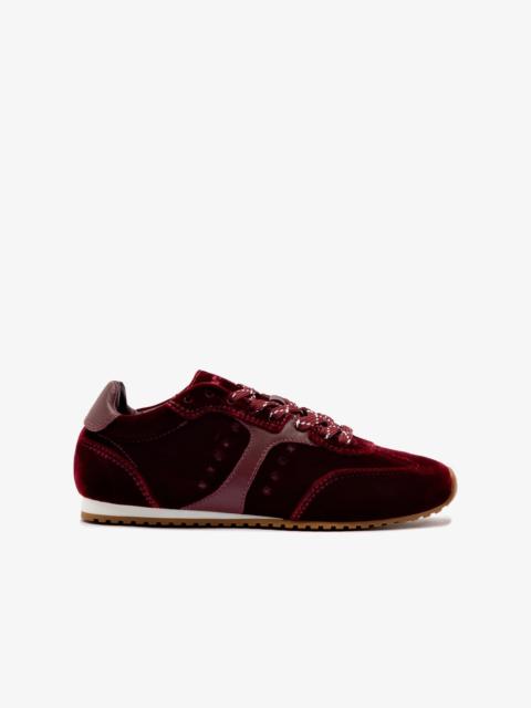 Larroudé Stella Sneaker In Wine Velvet