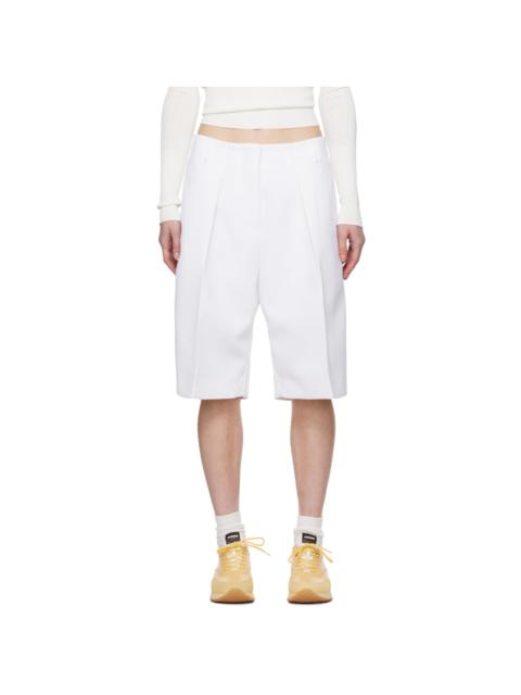 JACQUEMUS White Les Sculptures 'Le bermuda Ovalo' Shorts