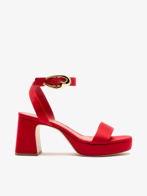 Larroudé Dolly Verona Low Sandal In Cherry Satin