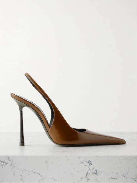 SAINT LAURENT Vendôme Glossed-leather Slingback Pumps