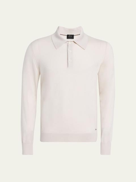 Brioni Men's Cashmere-Silk Polo Sweater
