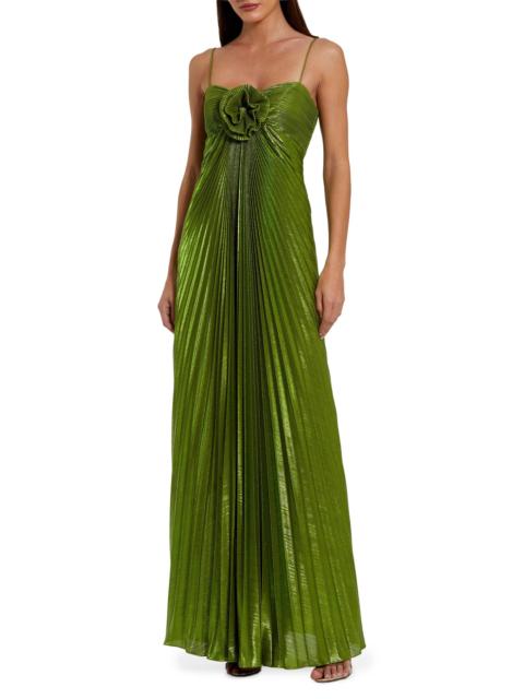 MAC DUGGAL Women's Floral Metallic Pleated Gown - Apple Green