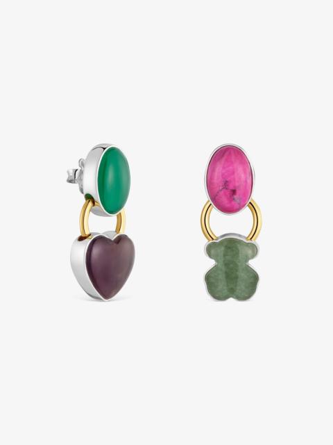 TOUS Two-tone Bear earrings with gemstones TOUS Gem Power