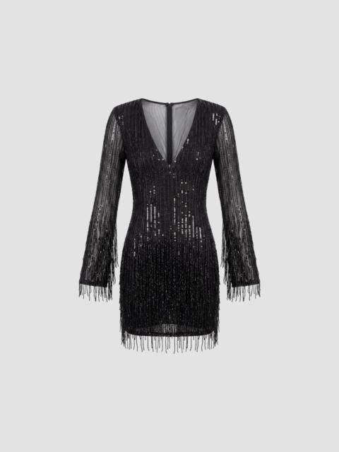 MAC DUGGAL Women's Sequined Fringed Mini Dress - Black