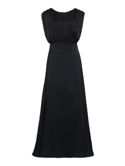Jil Sander Ruched Satin Maxi Dress black