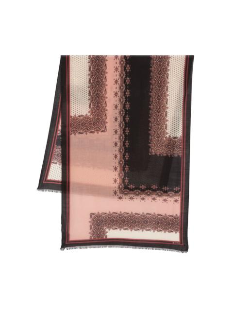 paisley-print frayed-edge scarf