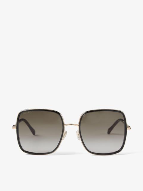 JIMMY CHOO Jayla
Rose Gold and Black Square-Frame Sunglasses with Glitter
