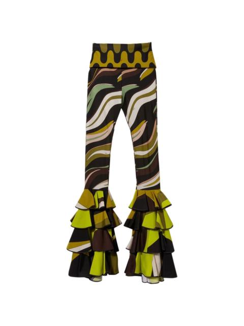 PUCCI Fiamme-print ruffled trousers