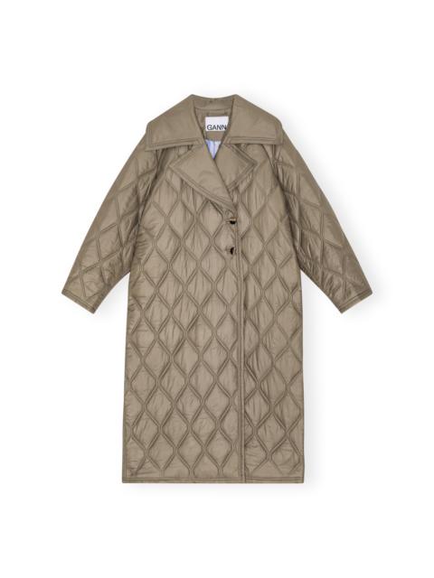 GANNI BROWN SHINY QUILT COAT