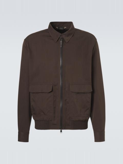 Brioni Leather-trimmed silk blouson jacket