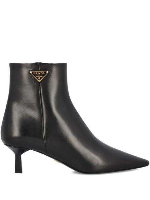 Prada LEATHER POINTED ANKLE BOOTS