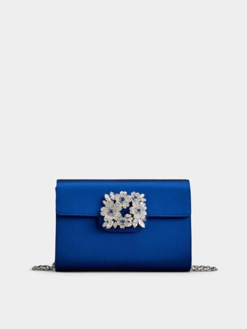 Roger Vivier RV Bouquet Strass Colored Buckle Clutch in Satin