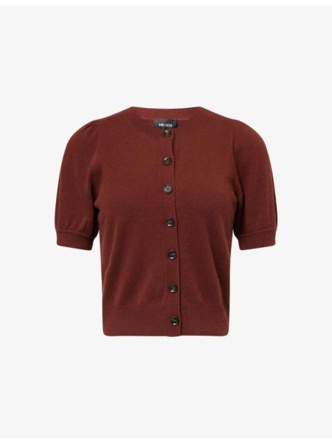 ME+EM Puff-Sleeve Cashmere Cardigan
