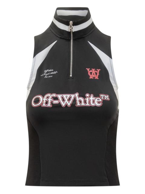 Off-White zip sleeveless polo top