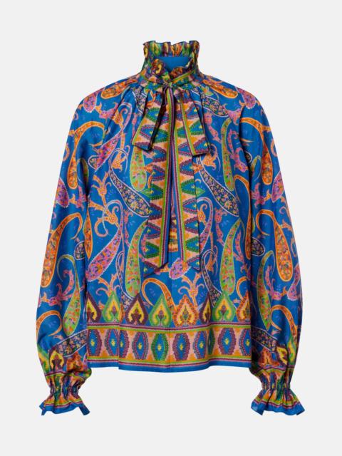 Etro Printed cotton and silk twill blouse