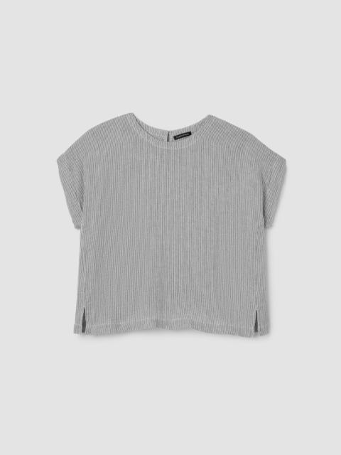 EILEEN FISHER Striped Organic Cotton Gauze Square Top