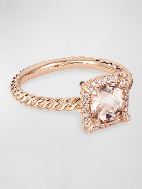 DAVID YURMAN Petite Chatelaine Pave Bezel Ring in 18K Rose Gold with Morganite