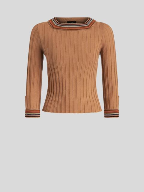 WOOL JUMPER WITH STRIPED NECK