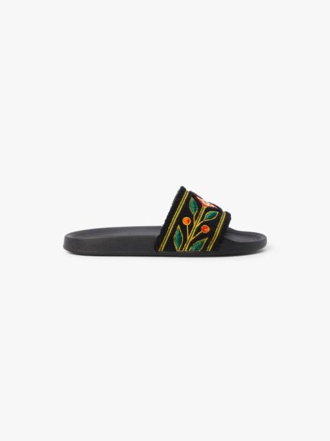 Men's Black Embroidered Terry Slides | Casablanca Paris