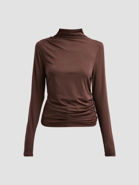 VERONICA BEARD Women's Mylie Gathered Turtleneck Top - Espresso