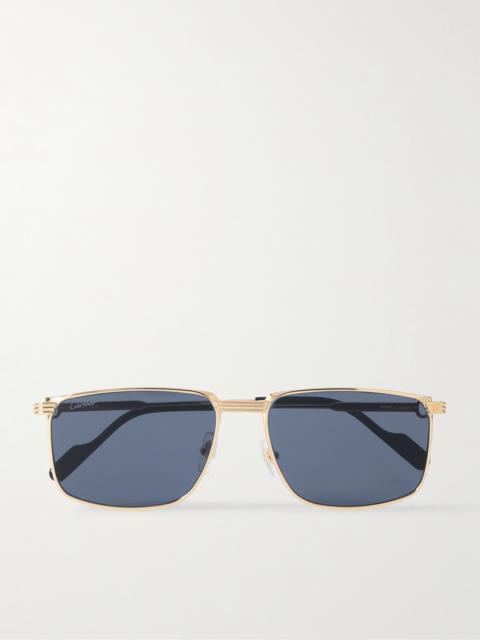 Cartier Première de Cartier Rectangular-Frame Gold-Tone Sunglasses