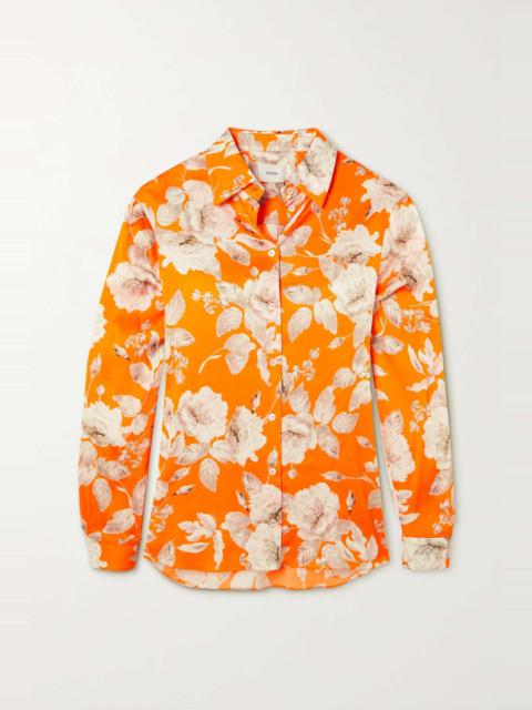 Lillia floral-print stretch-satin shirt