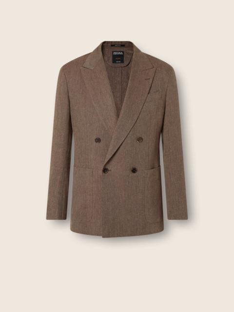 ZEGNA DARK TAUPE OASI LINO JACKET