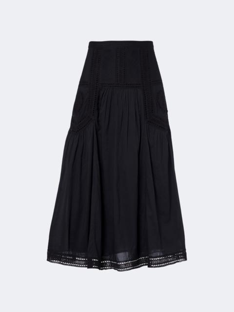 ULLA JOHNSON Alice embroidered tiered cotton midi skirt