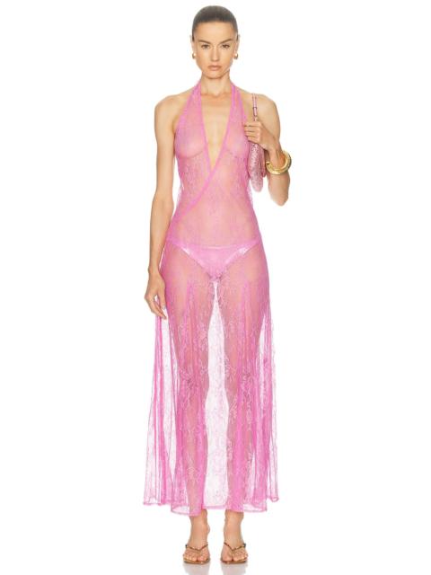 ADRIANA DEGREAS for FWRD Lace Bare Back Long Dress