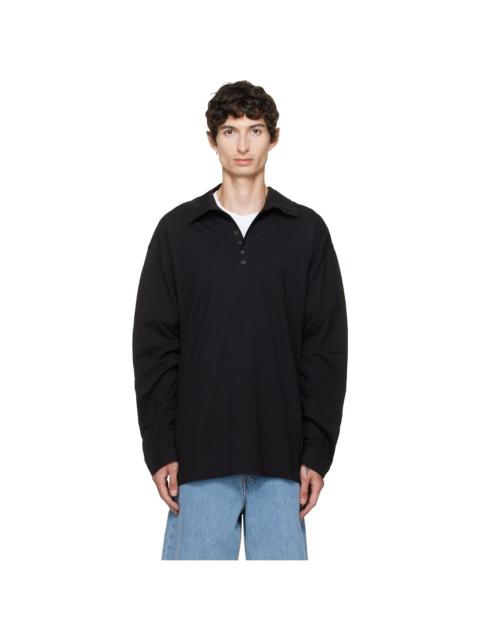 Dries Van Noten Black Cotton Polo