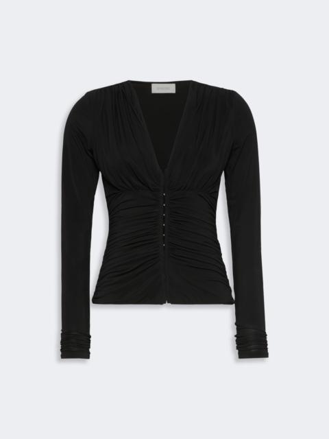 Sportmax BEATO Long-sleeved viscose jersey top - BLACK