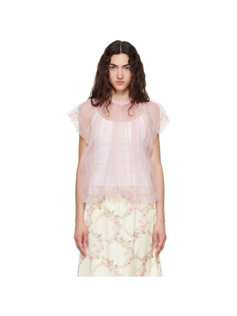 Simone Rocha Pink Gathered Cord Blouse