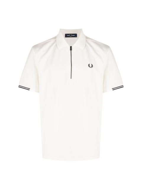 logo-embroidered half-zip polo shirt