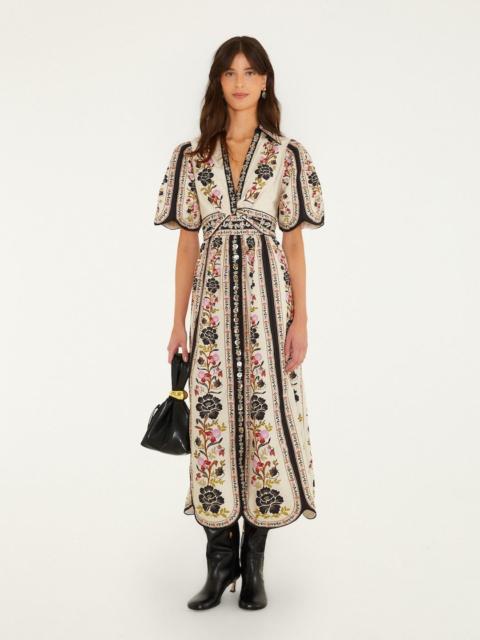 FARM RIO Delicate Floral Collared Buttoned Maxi Dress